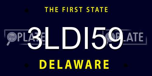 3LDI59 Delaware License Plate