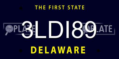 3LDI89 Delaware License Plate