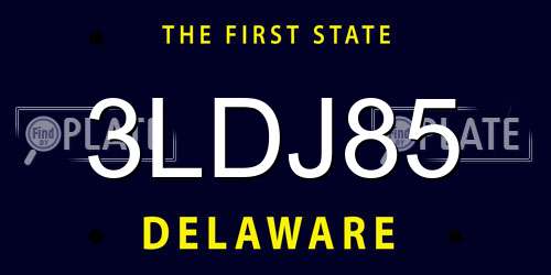 3LDJ85 Delaware License Plate