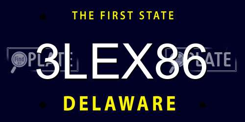 3LEX86 Delaware License Plate