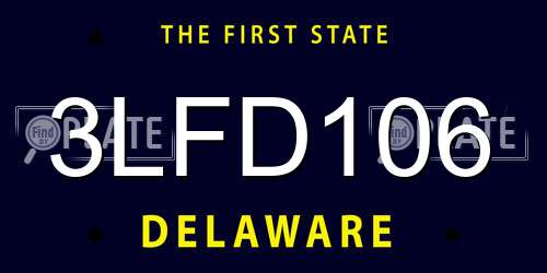 3LFD106 Delaware License Plate