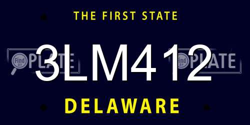 3LM412 Delaware License Plate