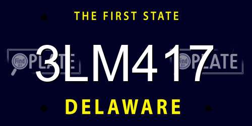 3LM417 Delaware License Plate