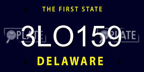 3LO159 Delaware License Plate