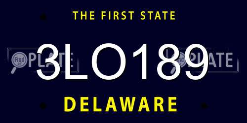 3LO189 Delaware License Plate