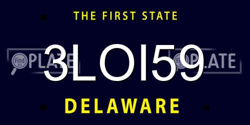 3LOI59 Delaware License Plate
