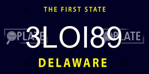 3LOI89 Delaware License Plate