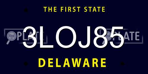 3LOJ85 Delaware License Plate