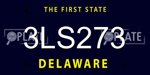 3LS273 Delaware License Plate