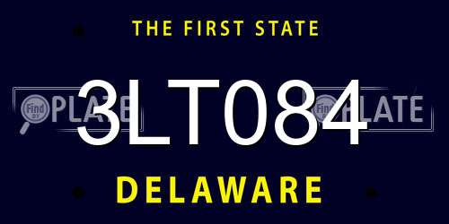 3LT084 Delaware License Plate
