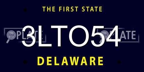 3LTO54 Delaware License Plate