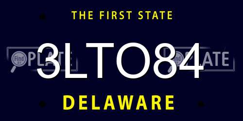 3LTO84 Delaware License Plate