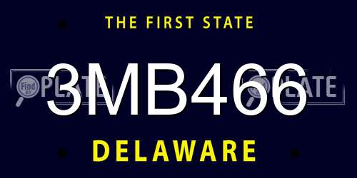 3MB466 Delaware License Plate