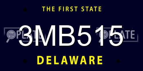 3MB515 Delaware License Plate