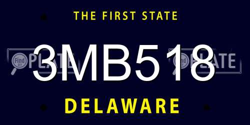 3MB518 Delaware License Plate