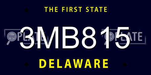 3MB815 Delaware License Plate