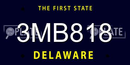 3MB818 Delaware License Plate