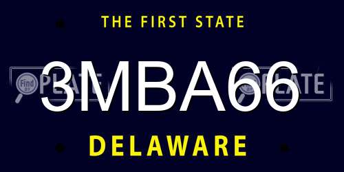 3MBA66 Delaware License Plate