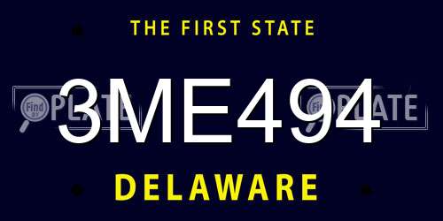 3ME494 Delaware License Plate
