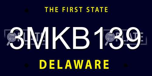 3MKB139 Delaware License Plate
