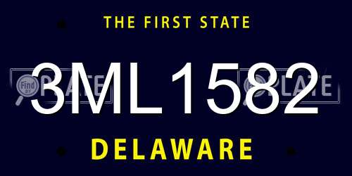 3ML1582 Delaware License Plate
