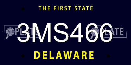 3MS466 Delaware License Plate
