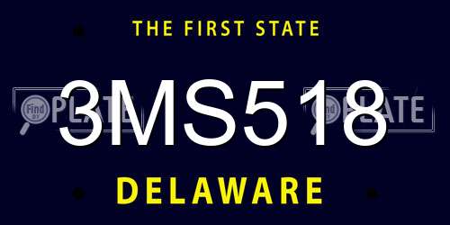 3MS518 Delaware License Plate