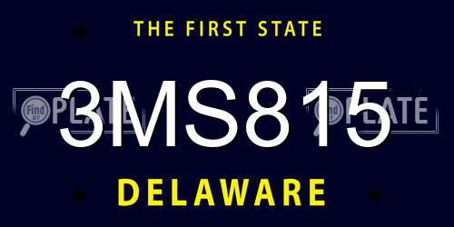 3MS815 Delaware License Plate