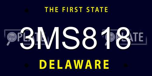 3MS818 Delaware License Plate