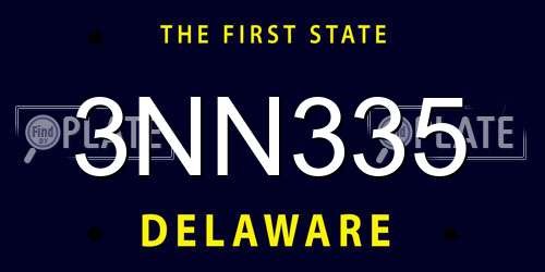 3NN335 Delaware License Plate
