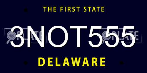 3NOT555 Delaware License Plate