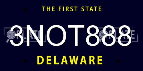 3NOT888 Delaware License Plate