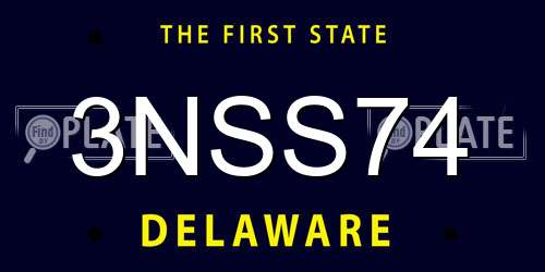3NSS74 Delaware License Plate
