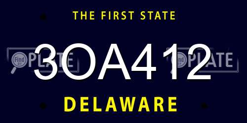 3OA412 Delaware License Plate