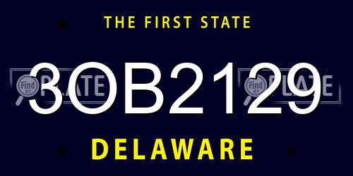 3OB2129 Delaware License Plate