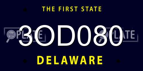 3OD080 Delaware License Plate