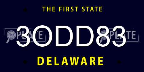 3ODD83 Delaware License Plate