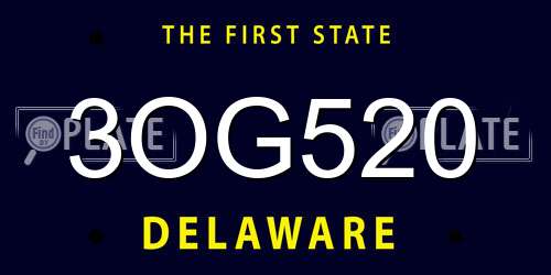 3OG520 Delaware License Plate