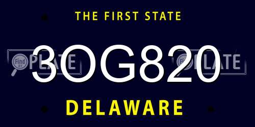 3OG820 Delaware License Plate