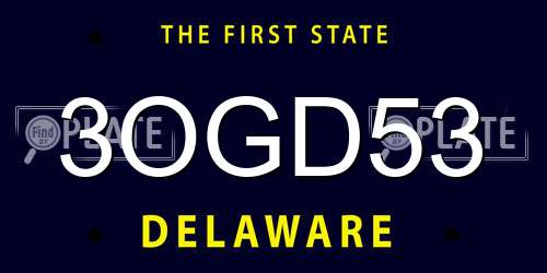 3OGD53 Delaware License Plate
