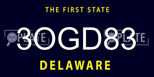 3OGD83 Delaware License Plate