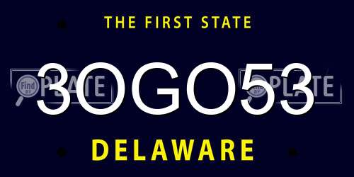 3OGO53 Delaware License Plate