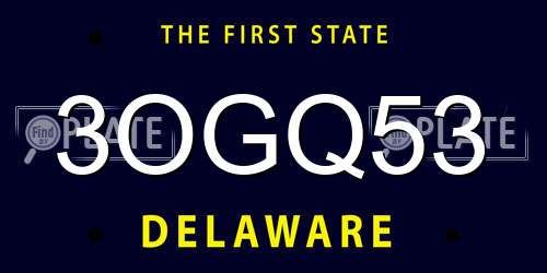 3OGQ53 Delaware License Plate