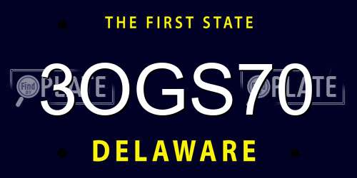 3OGS70 Delaware License Plate