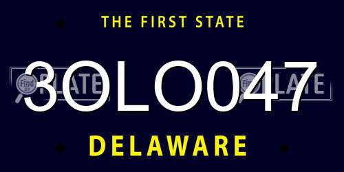 3OLO047 Delaware License Plate