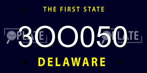 3OO050 Delaware License Plate