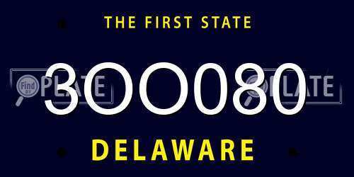 3OO080 Delaware License Plate