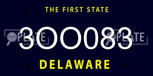 3OO083 Delaware License Plate