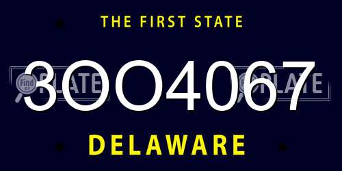 3OO4067 Delaware License Plate