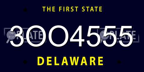 3OO4555 Delaware License Plate